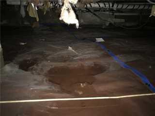 The crawl space flooded often and the moisture from the water caused the insulation to deteriorate.