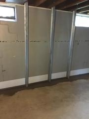 WaterGuard and PowerBraces have been installed on this basement wall.