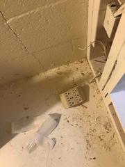 The stain from standing water was a cause for concern for the wall's safety, and with wall cracks already forming, it was time to waterproof the leaking area.