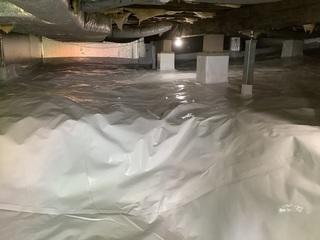 Completed crawl space encapsulation and smart jack supports