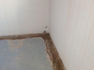 The first process to installing our Water Guard Drainage System is cutting the perimeter of the basement out enough to fit the system.