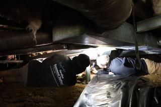 To permanently stabilize this home's sagging floors, our crew installed SmartJacks. These high-capacity and fully-adjustable steel piers are designed to immediately stop settlement and can even raise the floors above back to their original position.
