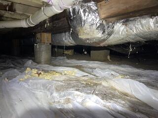 This crawlspace was in need of waterproofing.