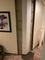 Our crew sealed this wall crack and then covered the area with our Clean Space Vapor Barrier.