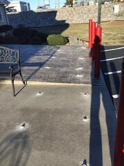 Holes are drilled at measured intervals for foam injection.