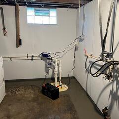 Our crew installed a full perimeter waterproofing system with our patented products to keep this homeowner's basement dry year-round.