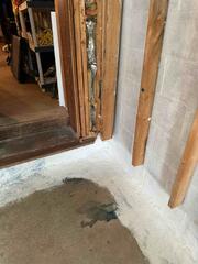 Prior to the installation, various methods were taken to mitigate unwanted moisture around the perimeter.