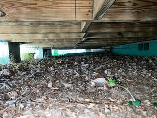 The LRE Design Specialist's inspection of the home's crawl space uncovered inadequate support for the wooden floor joists, leading to noticeable sagging.