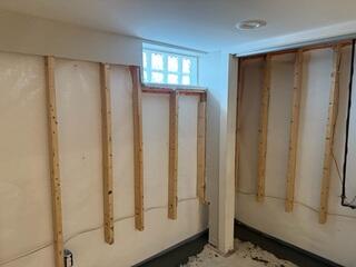 Our white CleanSpace vapor barrier will help protect the drywall that the homeowner plans to install from moisture.