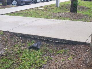 Soil erosion beneath the concrete sidewalk had caused large voids to form, leaving the slabs without stable support.