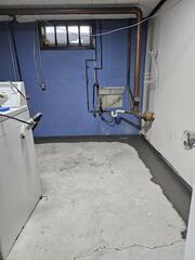 Our crew installed our patented WaterGuard drainage system in this basement.