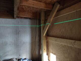 We use a laser, which is level with the earth in order to see what parts of the structure are sagging the most. This crawl space had some parts sagging up to half an inch in some spots.