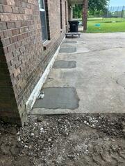 Patio holes filled in after installation.