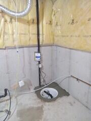 Pump and discharge line installed