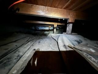 Debris and Rips in Vapor Barrier.
