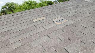 Shingles missing or Blown off.