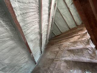 Roof deck spray foam