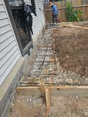 Preparing the area for the pour.