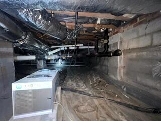 Dehumidifier Installed in Prepped Crawl Space - Durham, NC