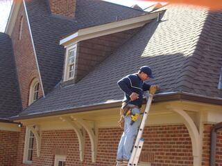 Inspecting the old gutters