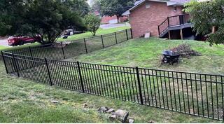48" Classic / Commercial Grade / 3 Rail / Flush Bottom Black Aluminum Fence.