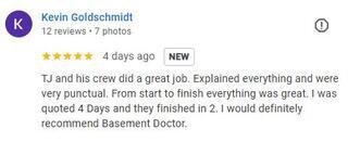 The Basement Doctor of Cincinnati Customer Review in Cincinnati, OH