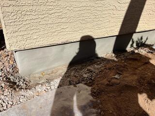 Smooth parge coat - stem wall foundation (After) in Queen Creek, AZ