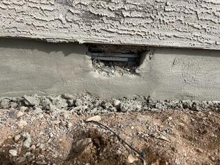 Halfway application of fresh cement - stemwall (During)