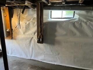 CleanSpace is a strong vapor barrier that protects the basement walls from water damage and directs any water it encounters into the WaterGuard drainage system.