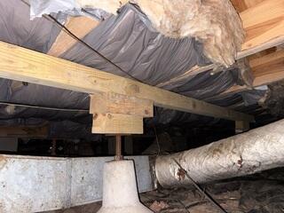 This crawl space foundation is not properly supported.