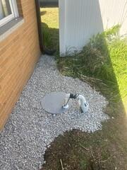 Discharge line safely channels water out of the basement.