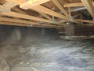 Dirty Crawl Space With A Loose Encapsulation Liner