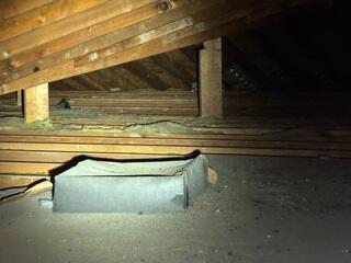 This attic had random debris, trash and dirt spread around. This was decreasing indoor air quality of the home.