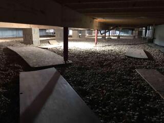 This crawl space had a pea gravel floor, which was known to flood.