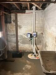 Our TripleSafe sump pump takes the collected water seepage and safely pumps it out of the home through proper discharge lines. It has three pumps inside that allow it to be so powerful: a primary, a secondary, and our UltraSump battery backup that can pump out 11,500 gallons of water on a full charge, in case of a power outage.