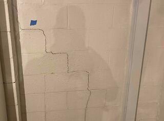 Interior basement wall crack