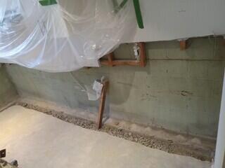 Weep holes drilled into blocks