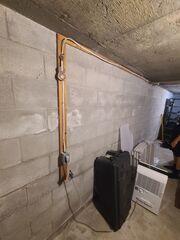 Efflorescence  is a white powdery substance that is minerals left behind when water has been present.