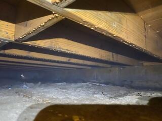 LumberKote™ wood sealant seals crawl space wood and protects it from mold and moisture.
