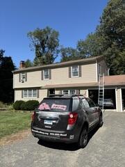 Here's a look at John's roof before the renovation. He had three tab shingles, which were a popular choice any years ago, but are known to have a shorter lifespan than modern, architectural shingles. Swipe through to see the transformation!