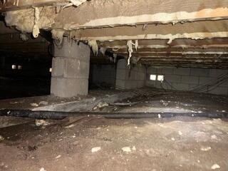 An inspection by an LRE Design Specialist revealed elevated humidity and moisture levels in the home's crawl space, creating conditions ideal for mold growth and moisture damage.