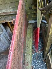 Rusted and eroding bulkhead doors in Castine, Maine