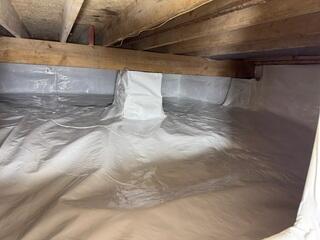 CleanSpace was installed on the walls and floors to keep the moisture and humidity from the walls from affecting the rest of the crawl space.