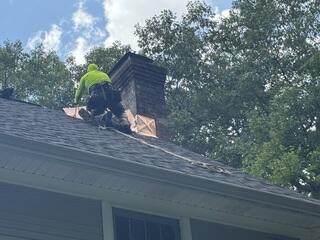 Copper Flashing on the Chimney