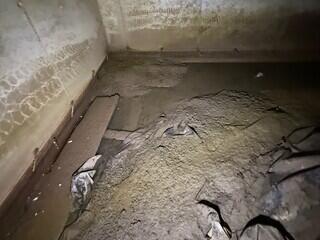 Here you can see where the water pooled in one corner of the crawl space. Leaving water inside a crawl space is a recipe for disaster. The wood inside can absorb the moisture, which can cause it to fall apart or promote the growth of mold.