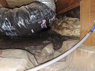 Before Installation - Loose Liner and Rotting, Moldy Insulation