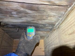 The subfloor has acted as a sponge and absorbed the moisture in the crawlspace which has made it to start decaying.