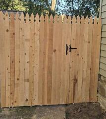 6' Privacy Natural  Pressure Treated Wood/ (1) 4' gate with Wood / Wood Privacy pickets to be gothic top