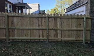 6' Privacy Natural Pressure Treated Wood/ (1) 4' gate with Wood / Wood Privacy pickets to be gothic top