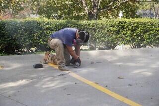 Grinding the concrete